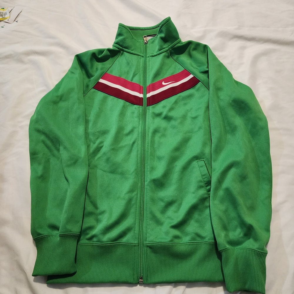 Vintage Nike Track Jacket‎ Women's Size XL Full Zip  Retro 80s Green